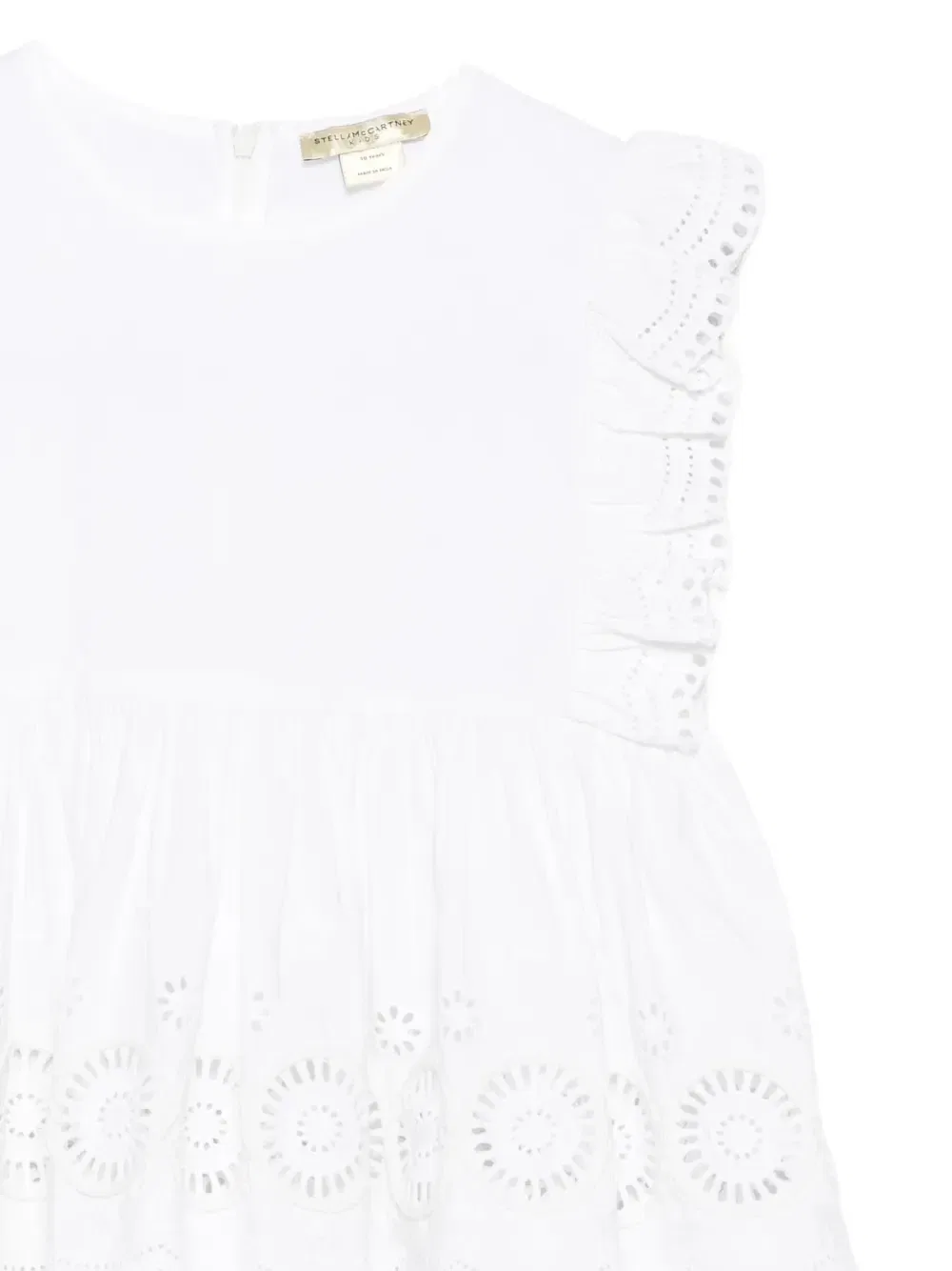 Топ с оборками на рукавах и вышивкой ришелье Stella McCartney Kids, белый — фото 3