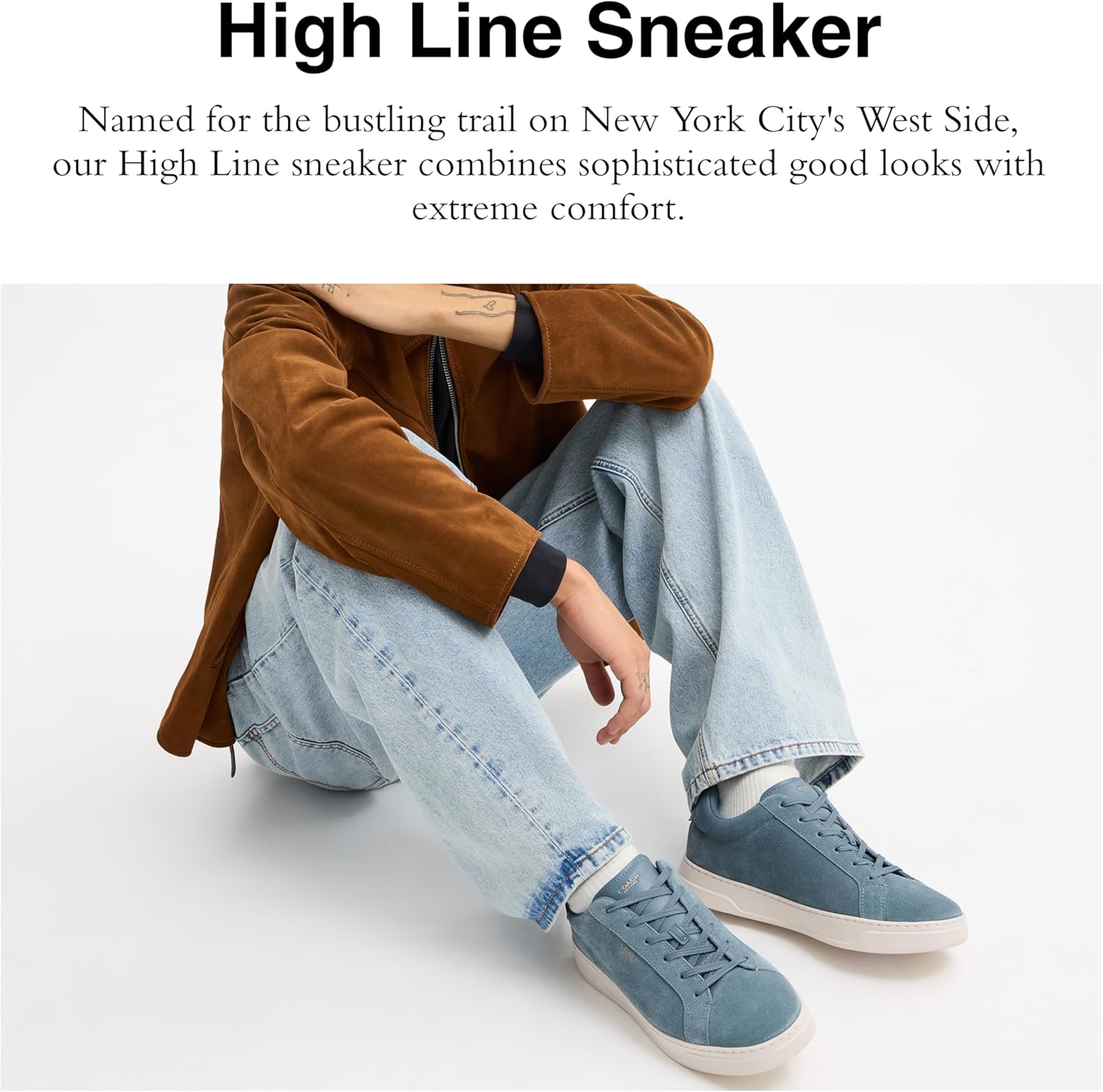 Мужские кроссовки Coach High Line High Top из фирменного канваса, Light Denim/Chalk — фото 2