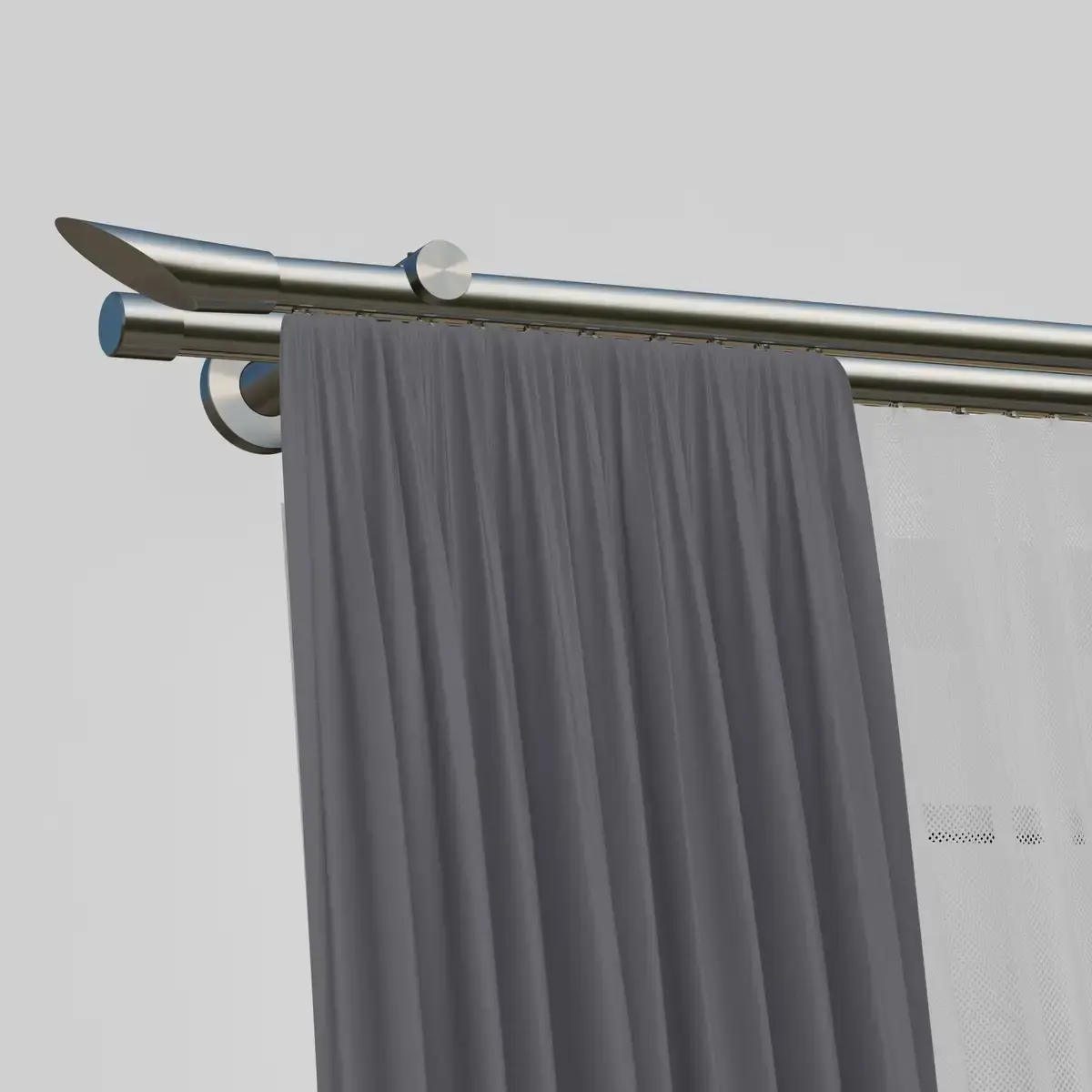 

Карниз indeko "Marbella", 2 направляющие, желаемая длина, полный комплект, включая кольца и крепежный материал 170 см, цвет edelstahlfb