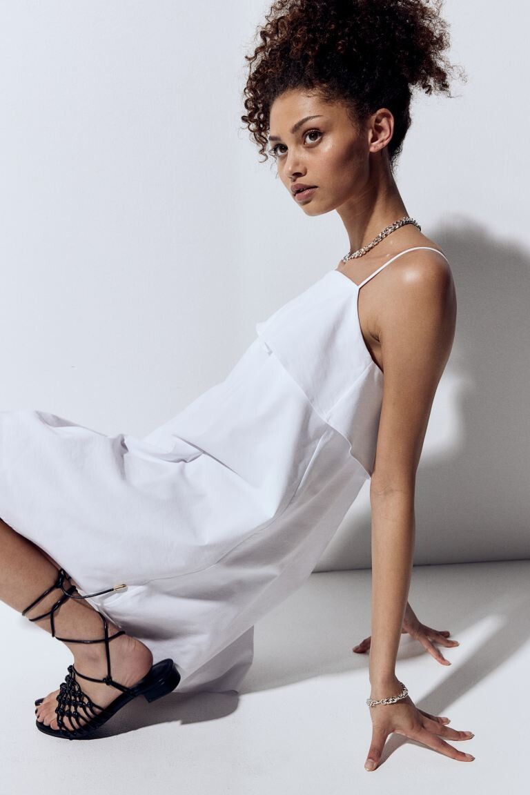 

Платье а-силуэта из поплина H&M, белый