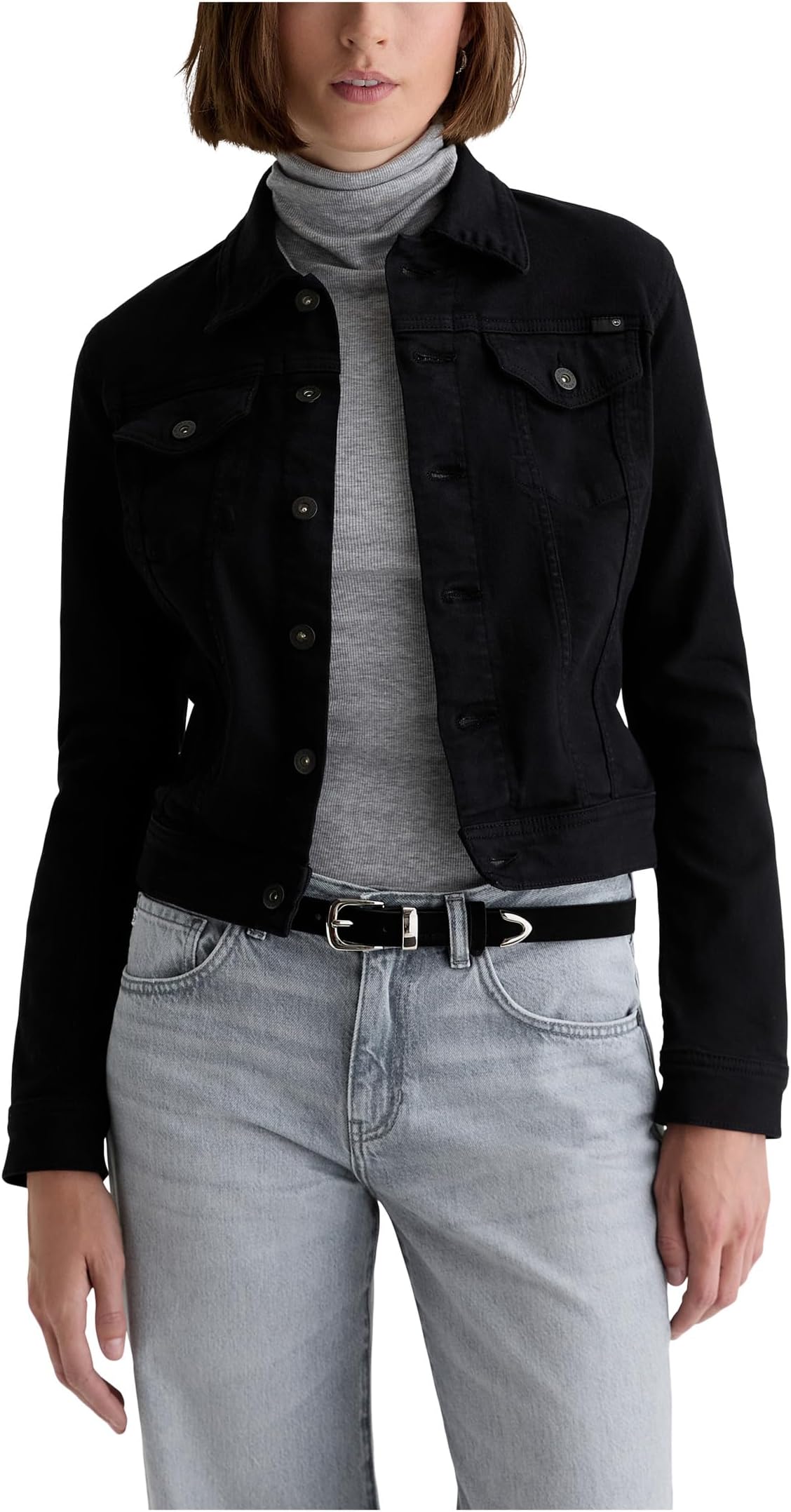 

Куртка AG Jeans Robyn Fitted Denim Jacket, цвет Super Black