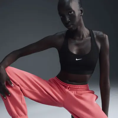 

Спортивный бюстгальтер Nike Swoosh Light Support, черный/белый