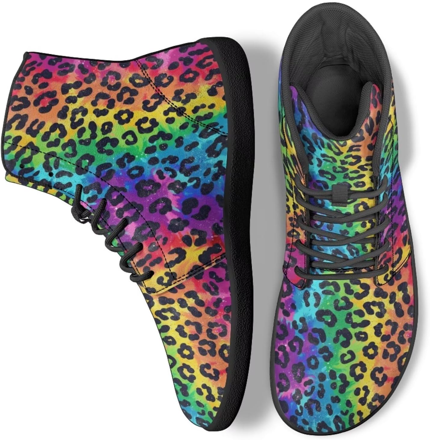 Унисекс высокие походные ботинки для женщин и мужчин Hellhero, Rainbow Leopard Print — фото 3