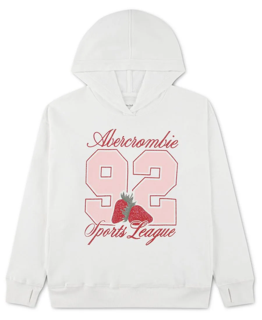 Детская толстовка с капюшоном «Клубника» Abercrombie kids, bright белый