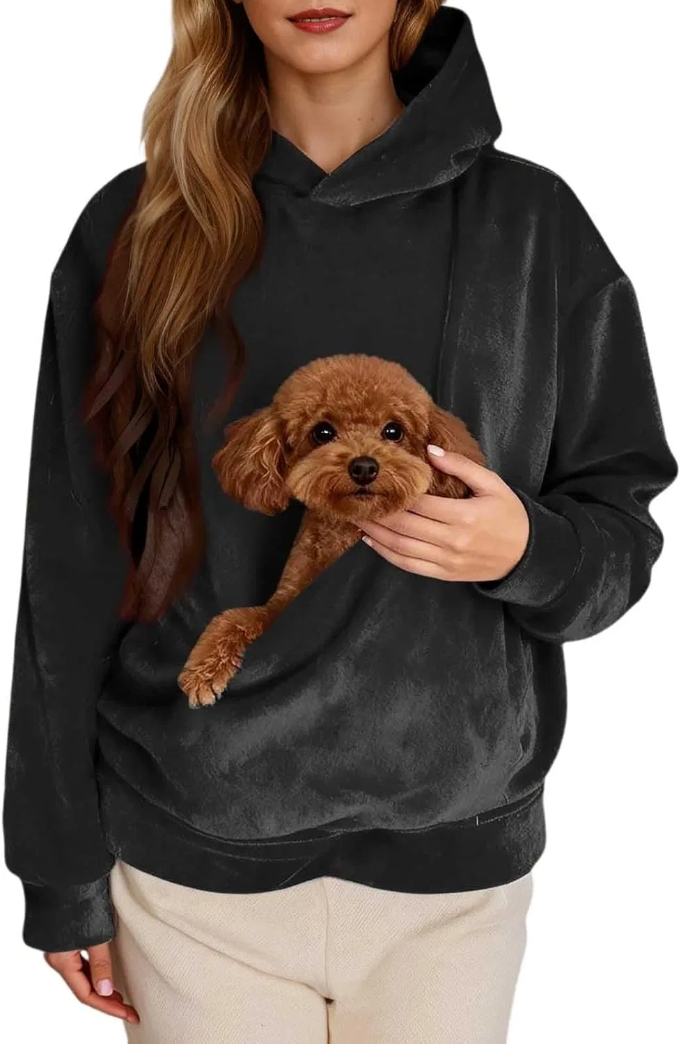 Толстовка с карманом для собаки, Cat Pouch Hoodie, черный