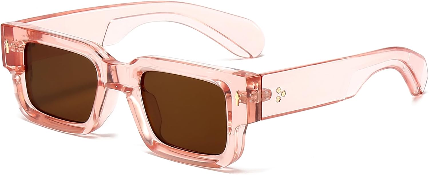 

Солнцезащитные очки EYLRIM в толстой квадратной оправе для женщин и мужчин, массивные прямоугольные солнцезащитные очки черного цвета с защитой от УФ-излучения UV400, 10 Transparent Pink/Tea