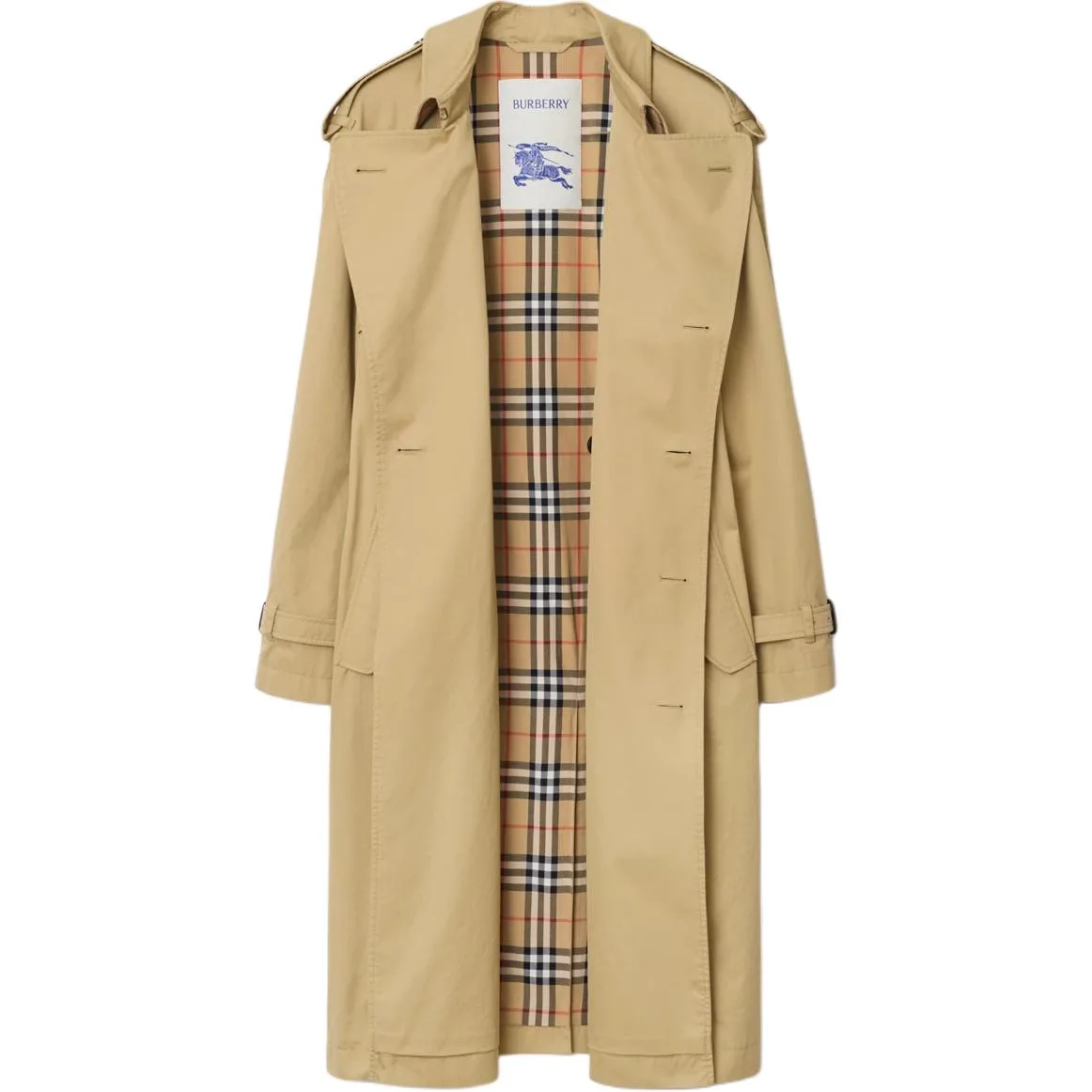 Тренч Burberry двубортный с поясом, коричневый — фото 3
