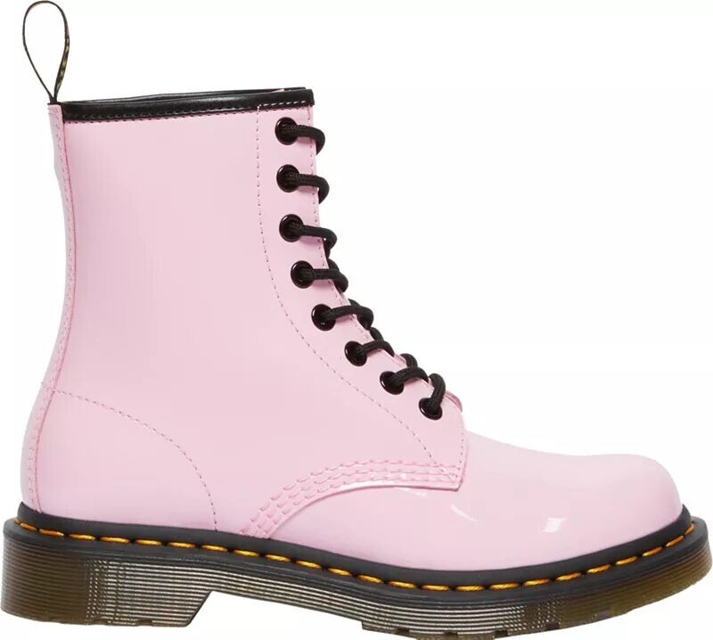 

Женские лакированные ботинки Dr. Martens 1460 на шнуровке, розовый