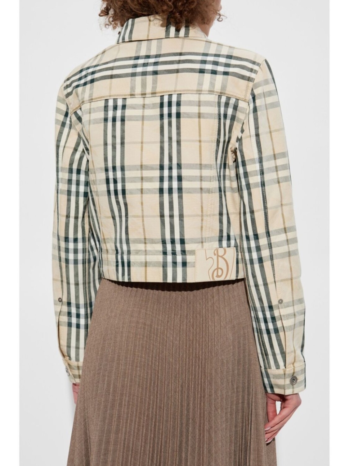 Куртка Burberry, укороченная, клетчатая, кремово-белый — фото 4