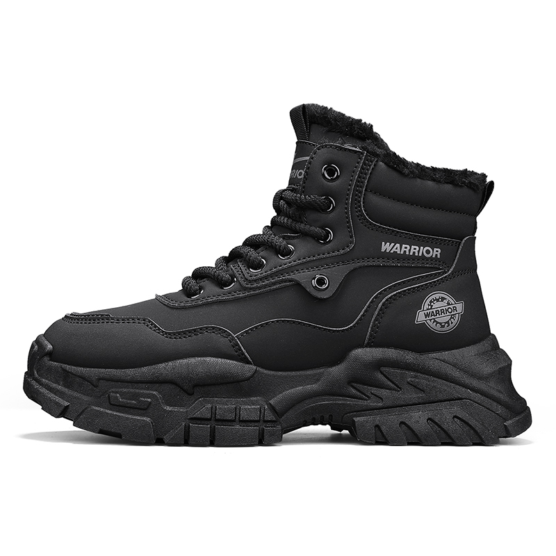 

WARRIOR Короткие мартинсы мужские черные с флисовой подкладкой, цвет Black (Snow Boots with Fleece-Lining)