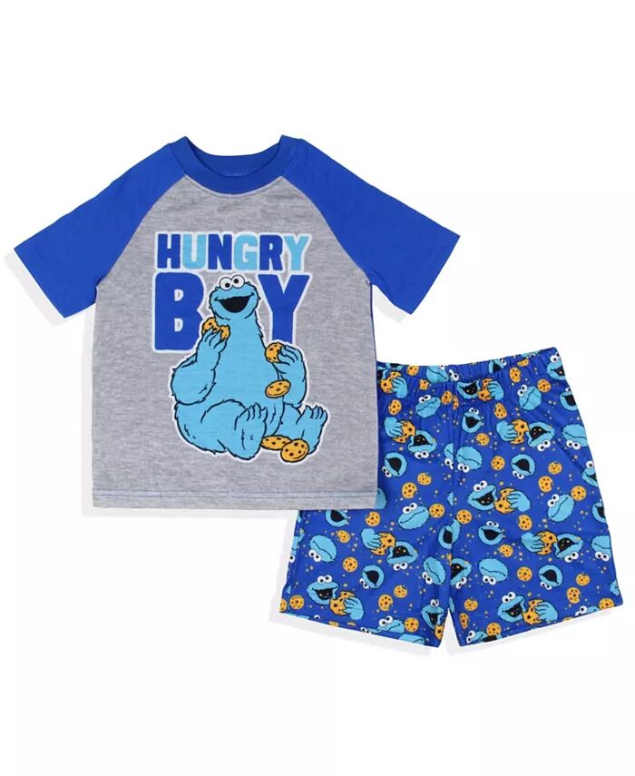 

Короткий пижамный комплект для маленьких мальчиков Cookie Monster Hungry Sleep Sesame Street, синий