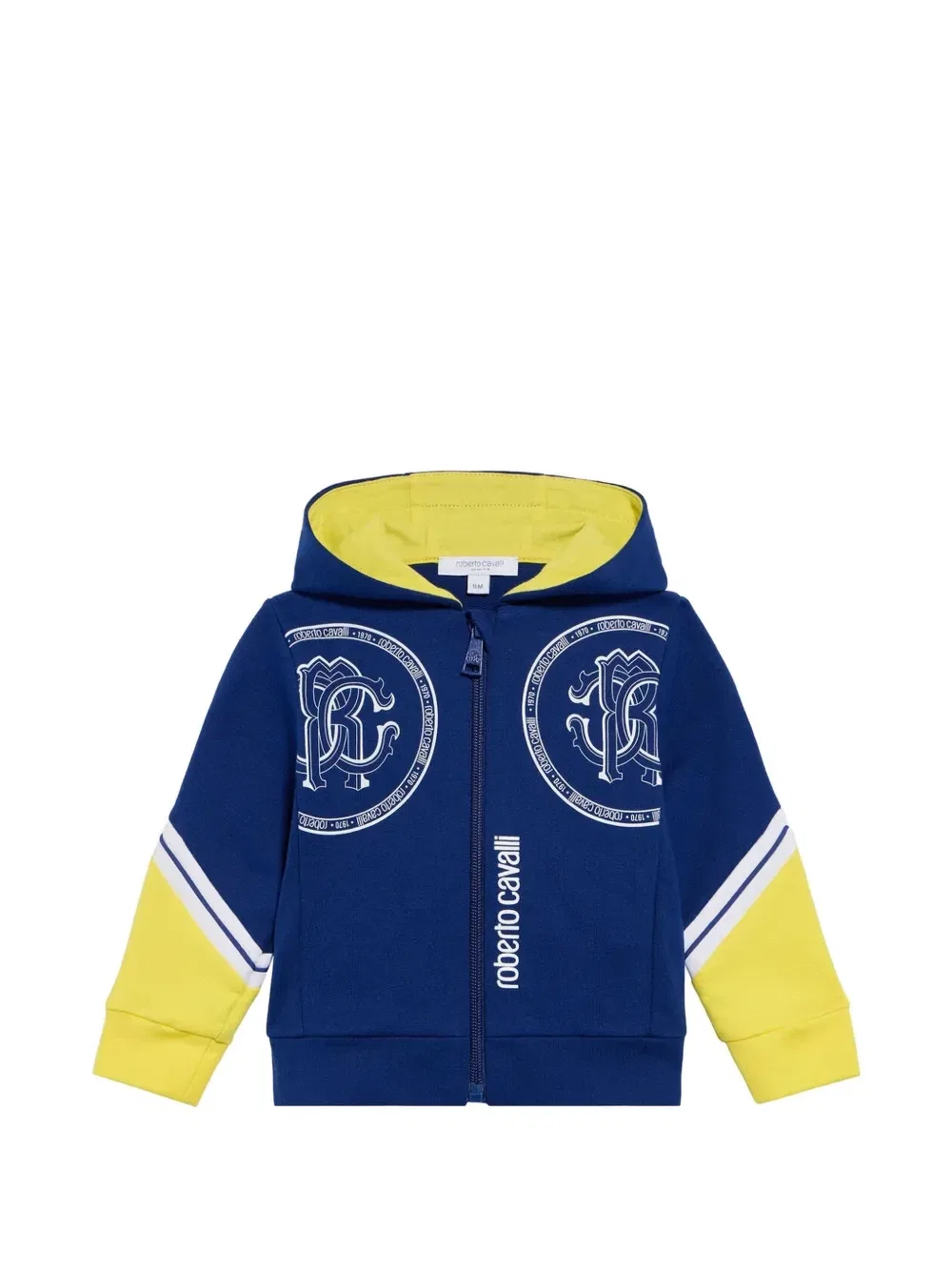 Толстовка на молнии с монограммным принтом Roberto Cavalli Junior, синий