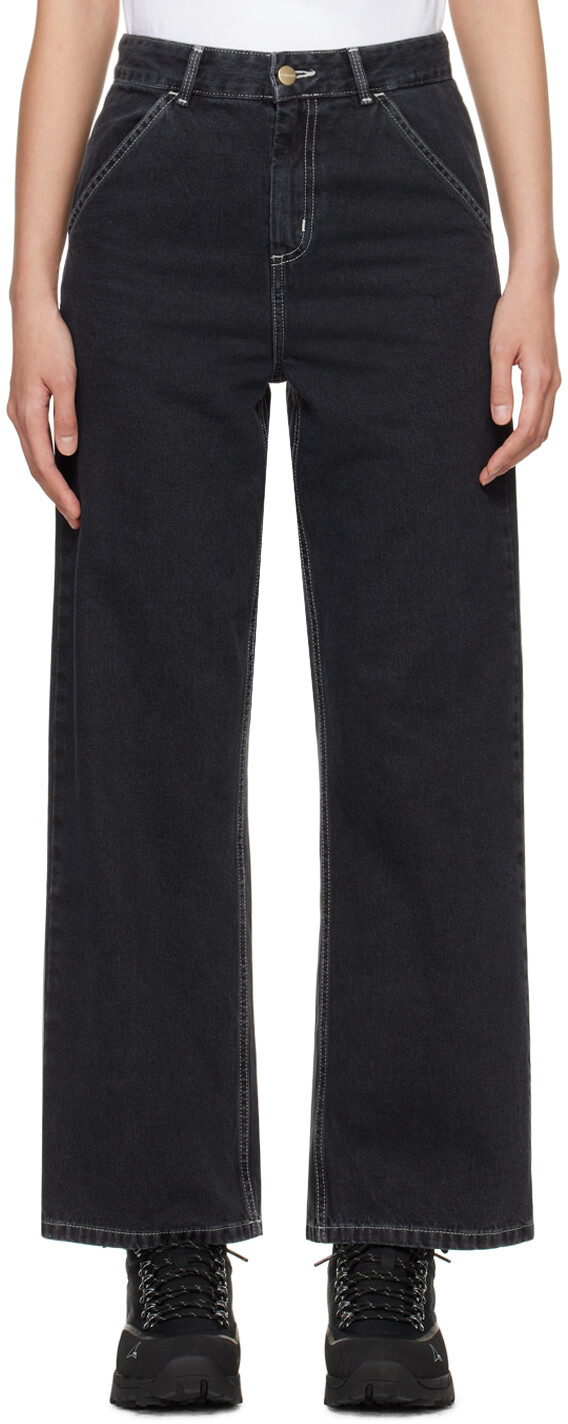 

Черные простые джинсы Carhartt Work In Progress, цвет Black stone washed