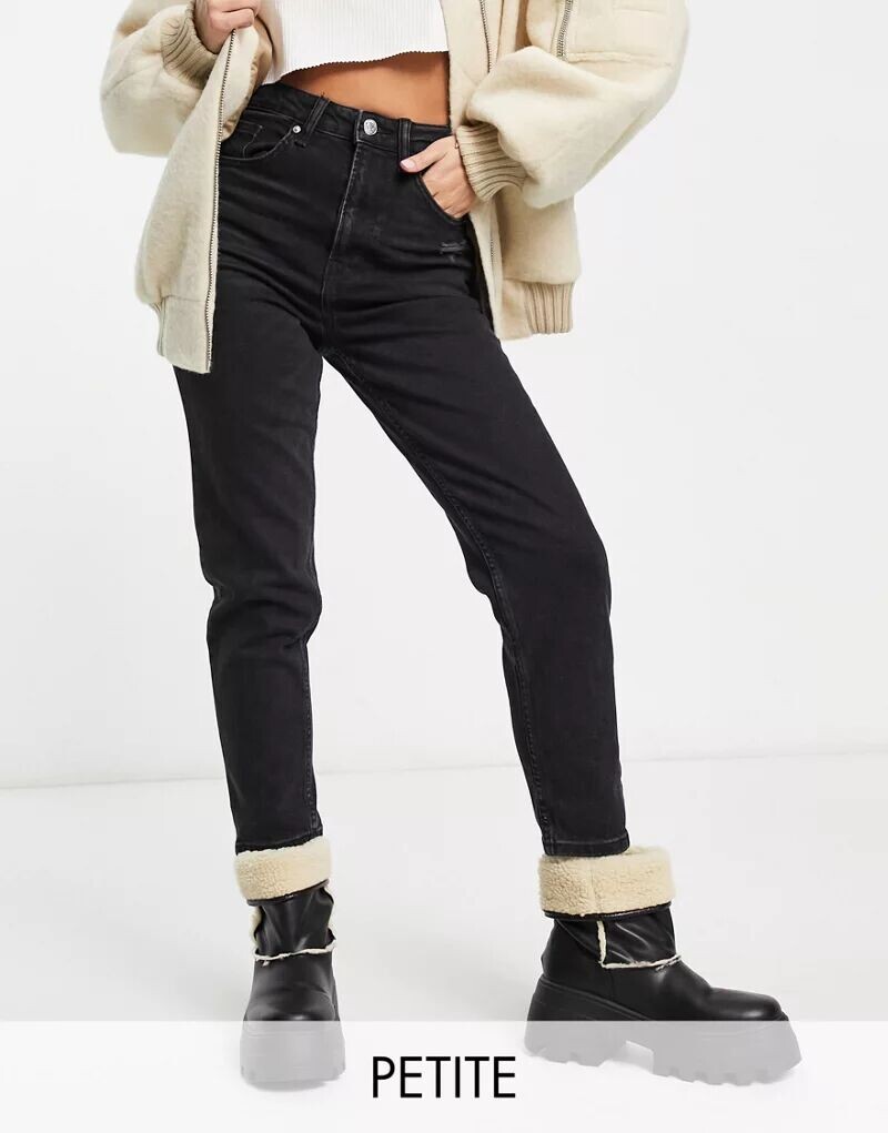 

Черные удобные джинсы Bershka Petite Mom