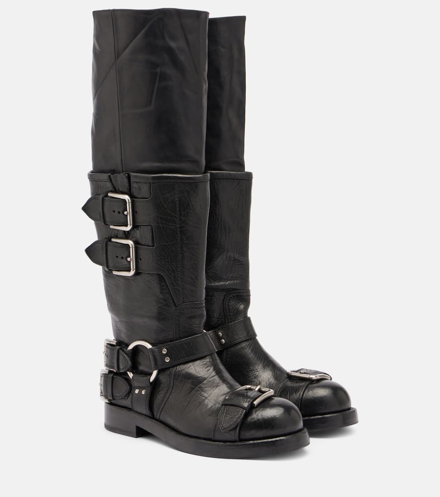 Кожаные высокие сапоги до колена Dolce&Gabbana, Black
