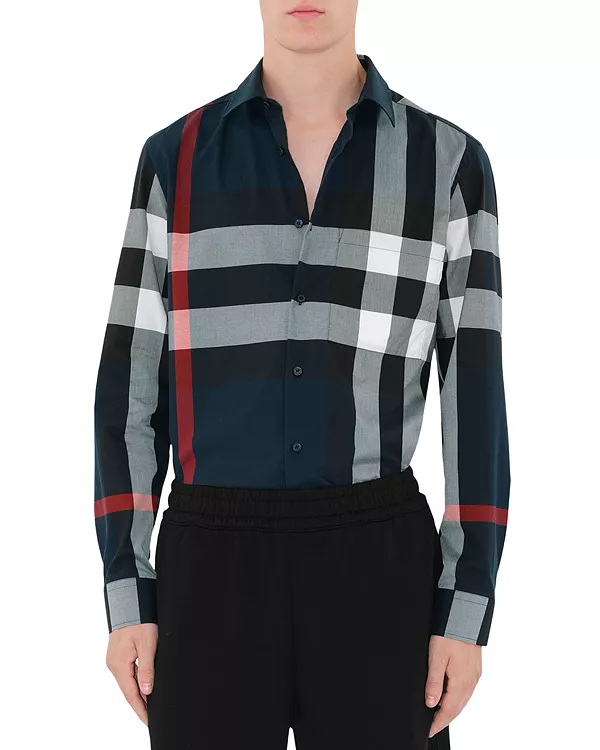 

Рубашка в клетку «Саммертон», приталенного кроя, на пуговицах Burberry, синий