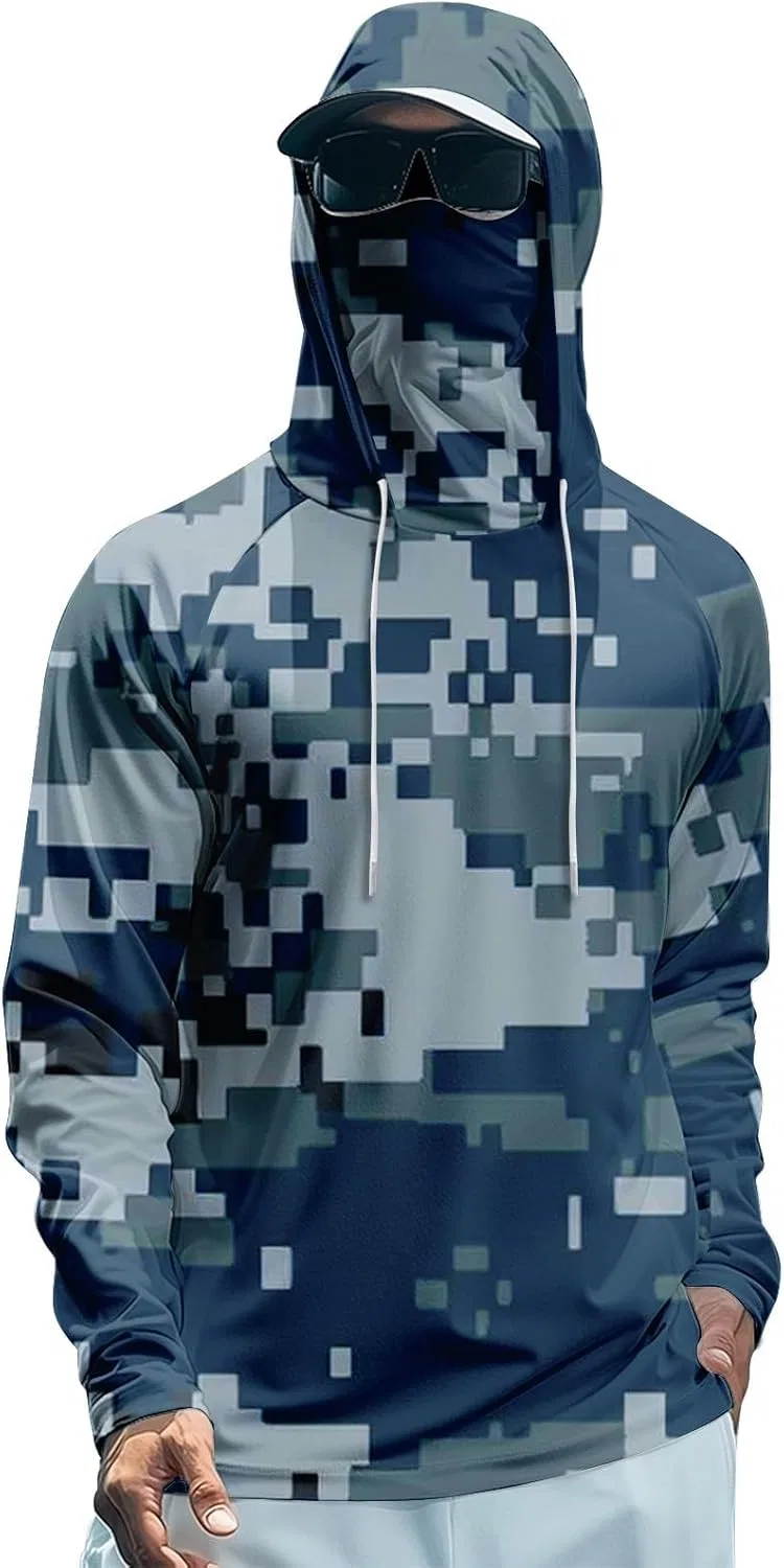 Рыбацкая футболка с капюшоном UPF 50+, Generic, T013- Navy