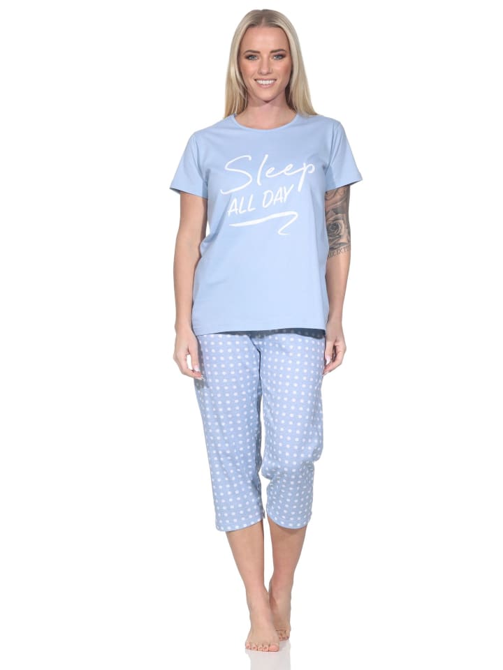 

NORMANN Пижама-капри с короткими рукавами и клетчатым узором, размер 126 10 800, синего цвета