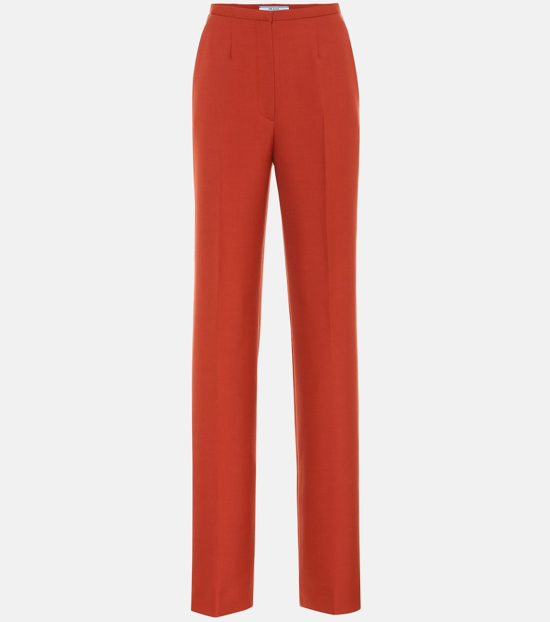 

Высокие прямые шерстяные брюки Prada, Rust