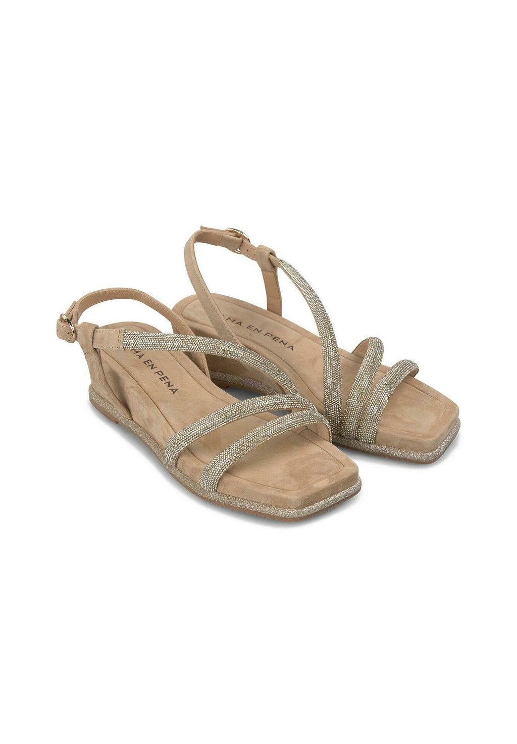 Босоножки на танкетке CON PUNTERA CUADRADA Y CIERRE CON HEBILLA - Platform sandals Alma en Pena, светло-коричневый — фото 3