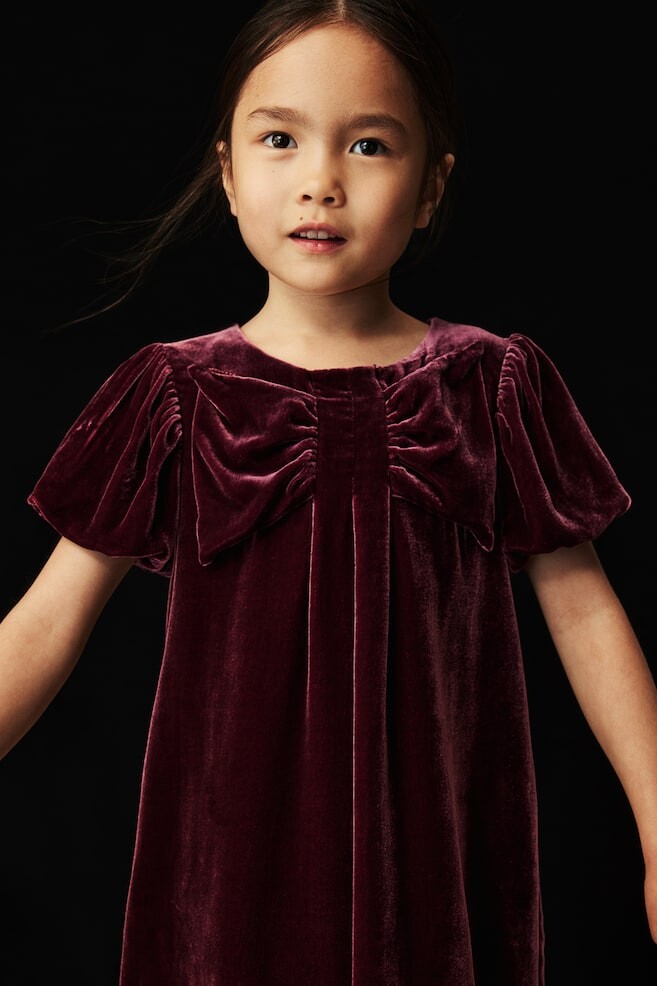 Бархатное платье из смесового шелка H&M, красный — фото 3
