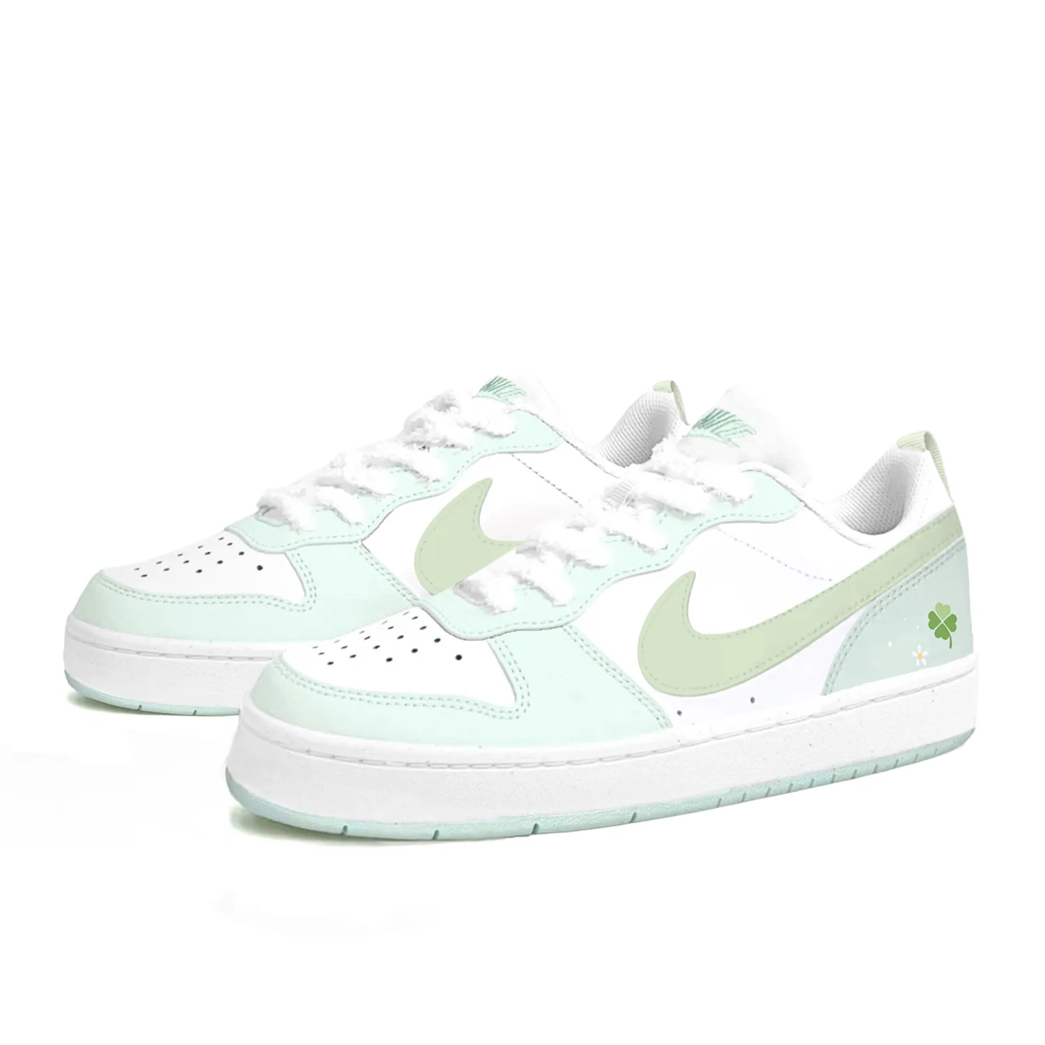Nike Кроссовки для скейтбординга Court Borough Little Lucky с амортизацией и устойчивостью к истиранию, низкие, цвет Mint Green, для подростков — фото 4