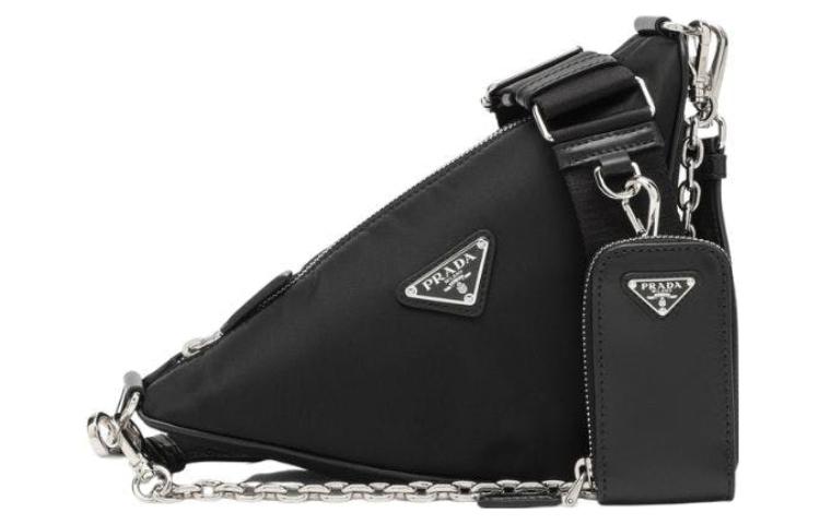 

Нейлоновая треугольная сумка через плечо портативная женская черная PRADA