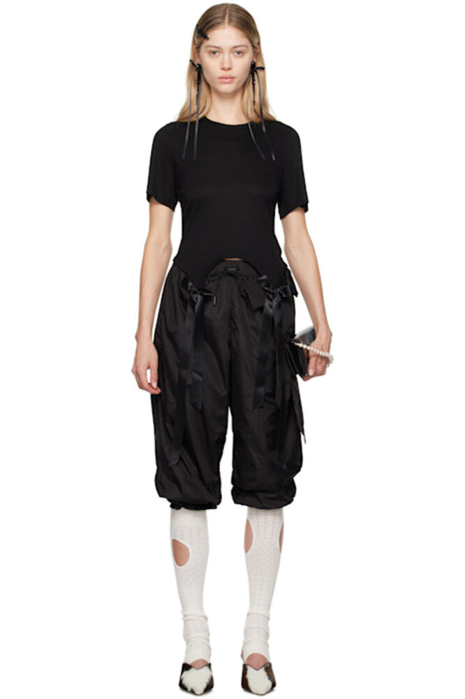 

Черная футболка с бантом и хвостом Simone Rocha