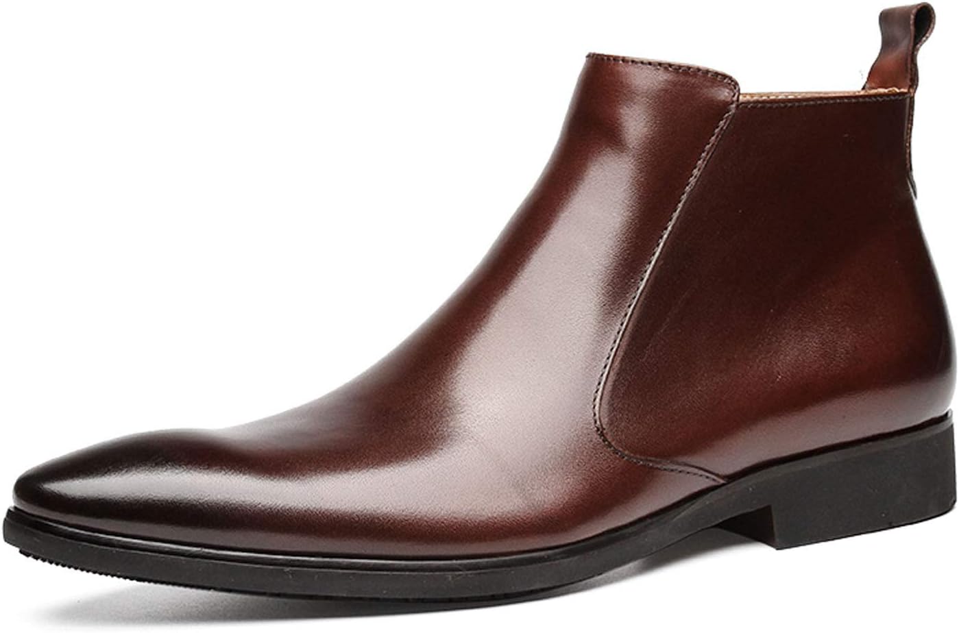 

Мужские кожаные ботинки Santimon Mens Chelsea с молнией, черные и бордовые