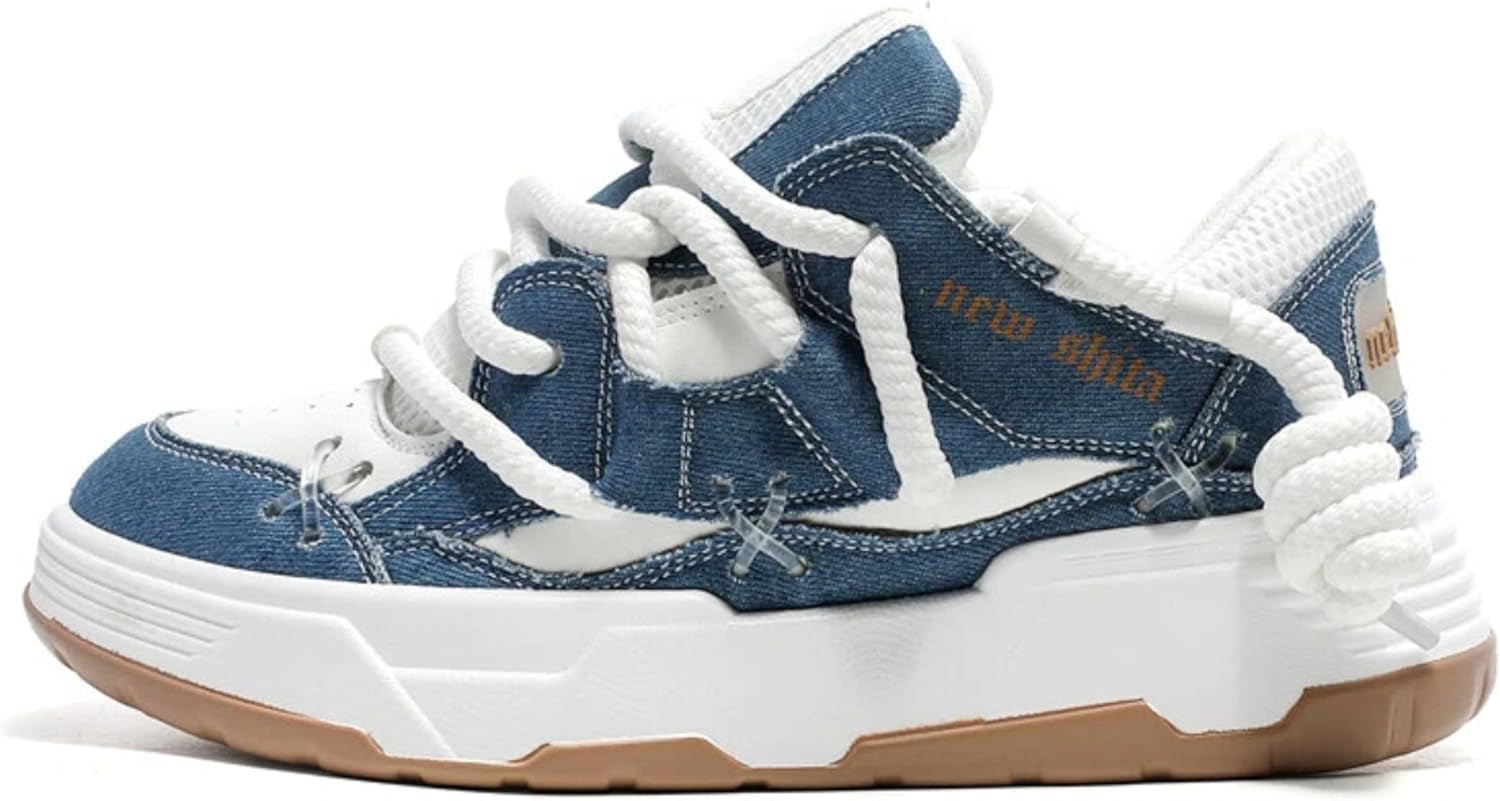 

Женские модные кроссовки на платформе из искусственной кожи с массивной подошвой, легкие, дышащие, для увеличения роста, унисекс, для повседневной носки, ходьбы, тенниса и бега New Shita, Denim