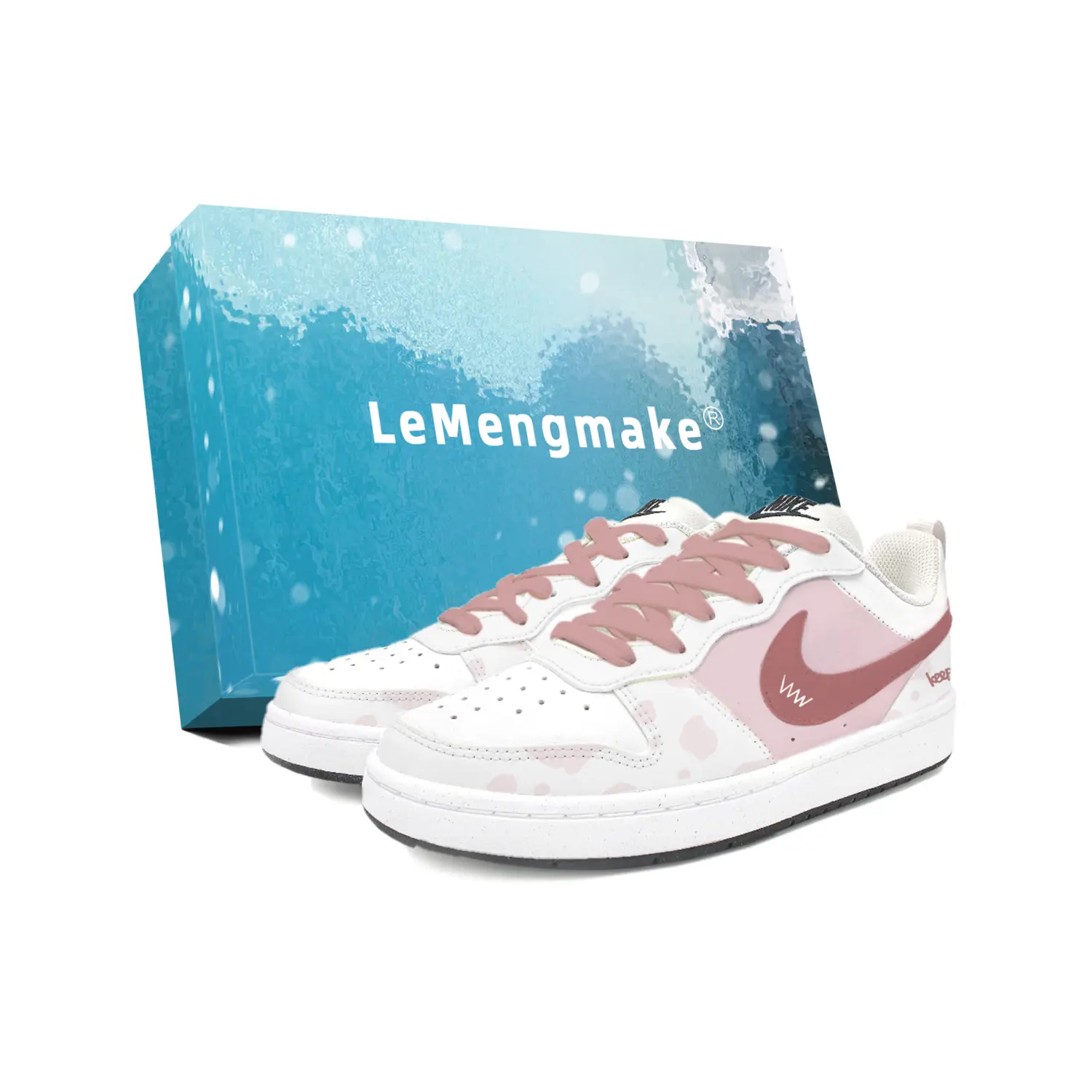 

Nike Court Borough Milk Puff Pink Spot дышащие низкие скейтерские кроссовки White детские