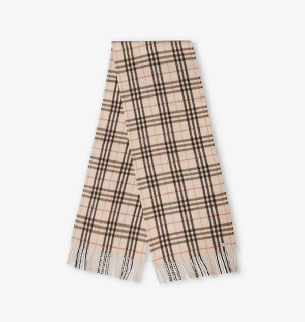 

Кашемировый шарф с бахромой и принтом в клетку Burberry, цвет alabaster