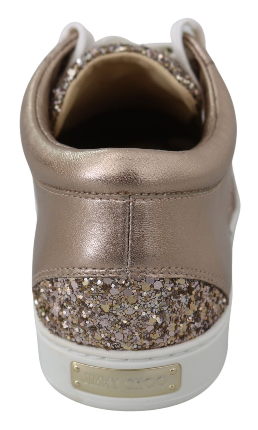 Jimmy Choo Ballet Женские кожаные кроссовки с блестками, цвет Gold And Pink — фото 3