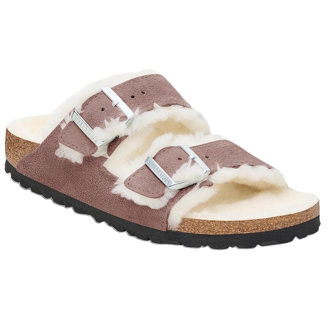 Сандалии на меху Birkenstock Arizona Shearling Suede Leather, фиолетовый — фото 2