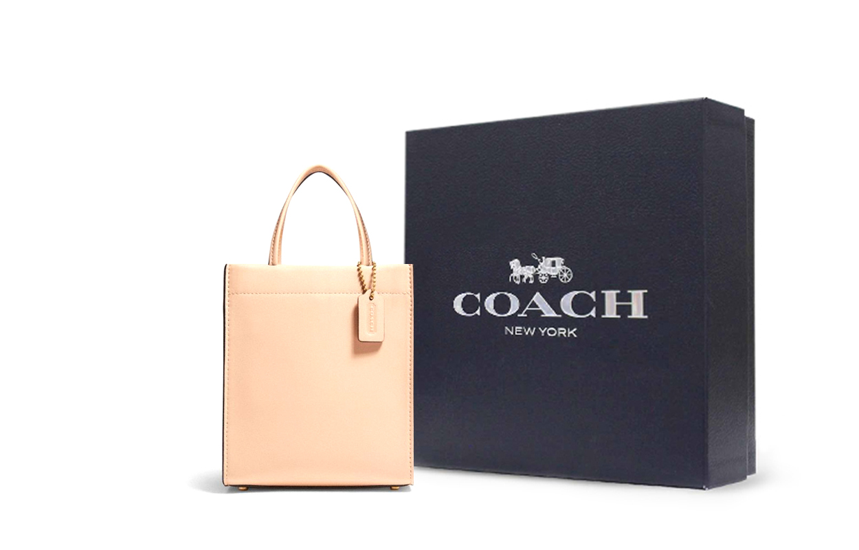 

COACH Кожаная сумка тоут Мини женская сумка через плечо Молочный чай