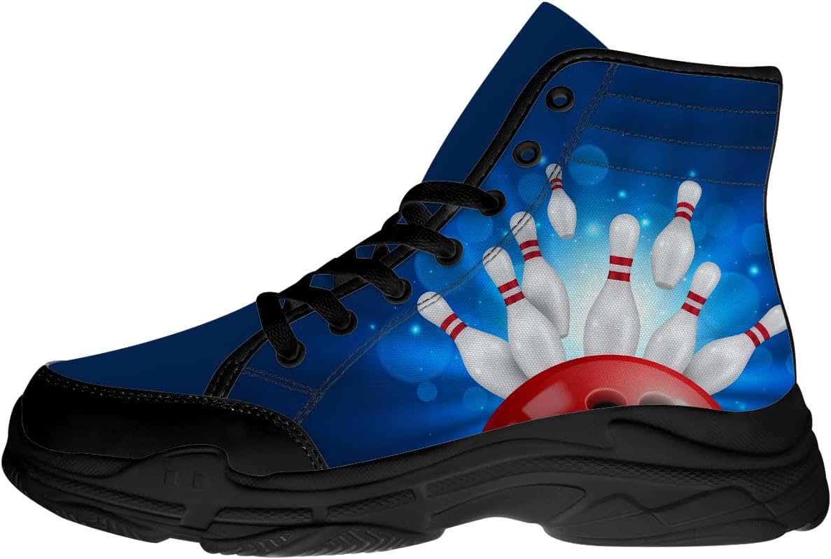 

Мужские и женские высокие кроссовки для боулинга с принтом, кружевные кеды на платформе, подарки для него и для нее Generic, синий