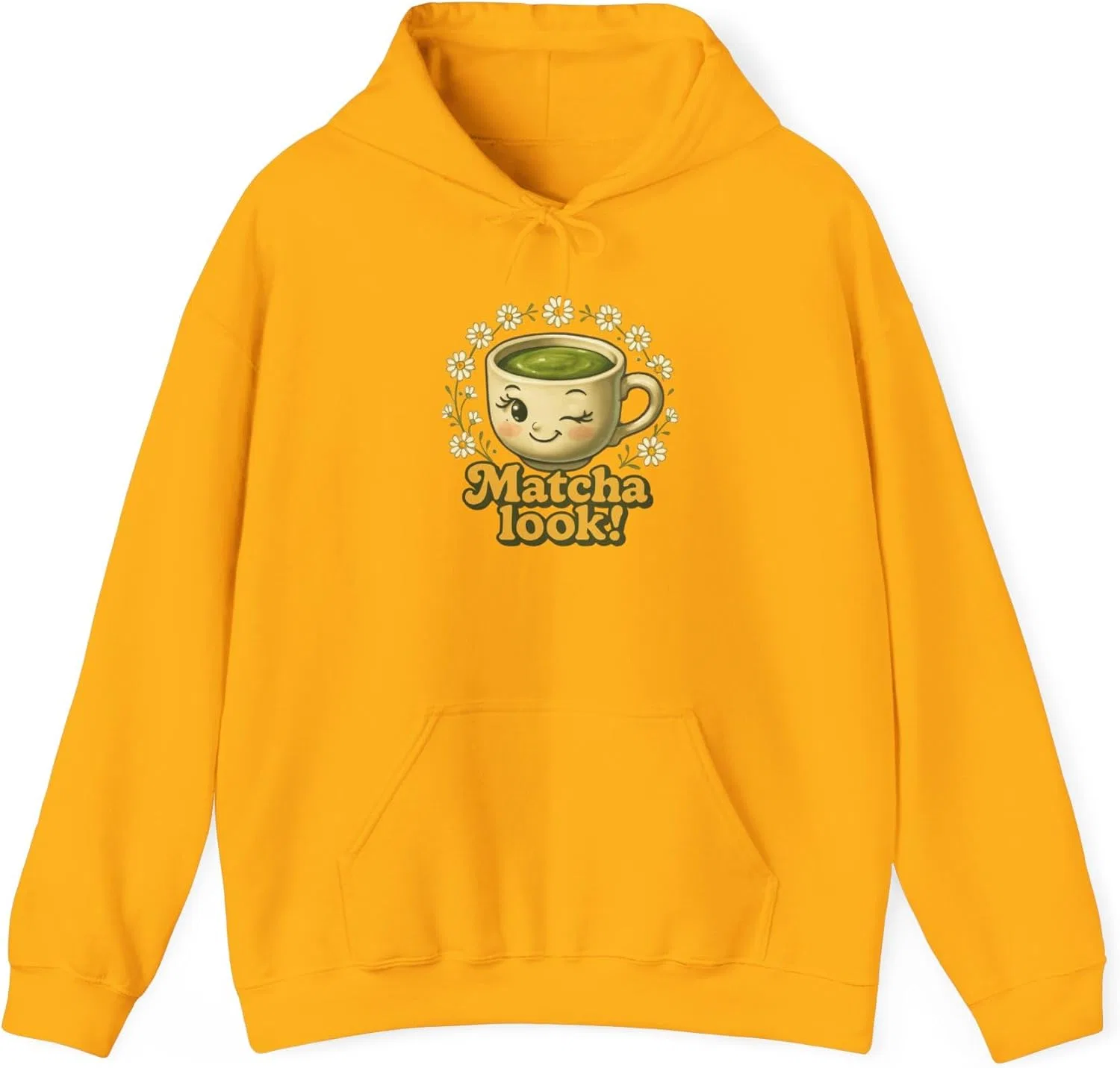 Худи с принтом Matcha Look! Daisies, бренд GENERIC, цвет Gold