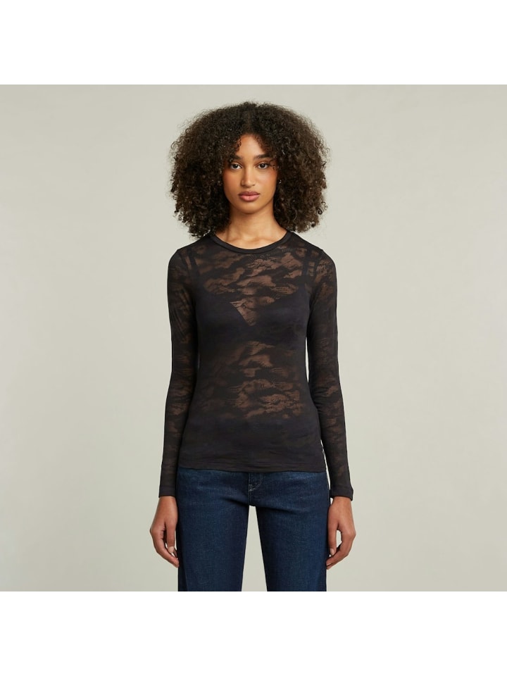 

Лонгслив G-Star Raw, цвет dk black lace wave