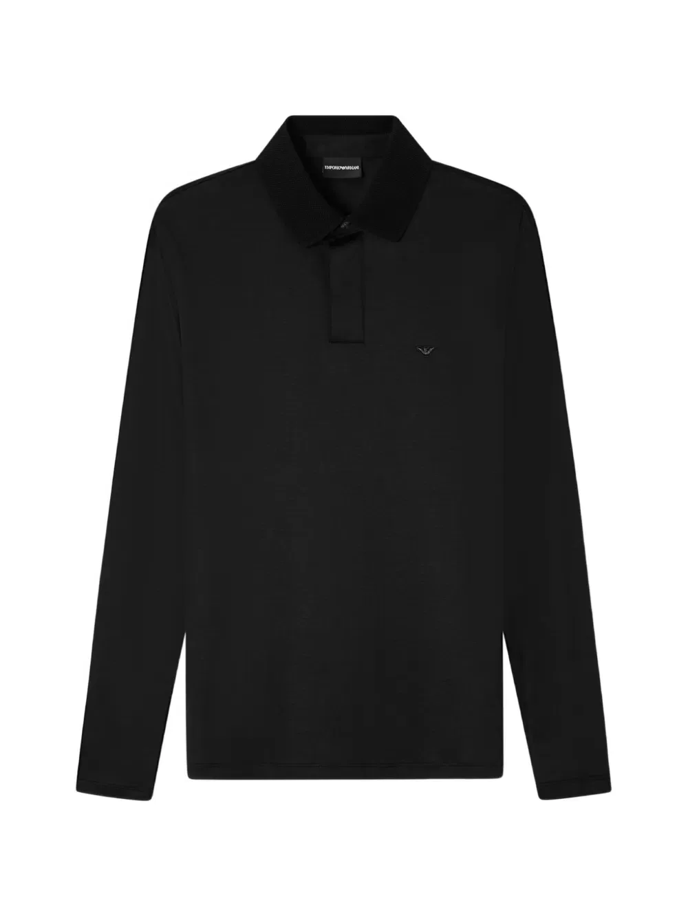 Рубашка-поло с длинным рукавом и логотипом Emporio Armani, черный