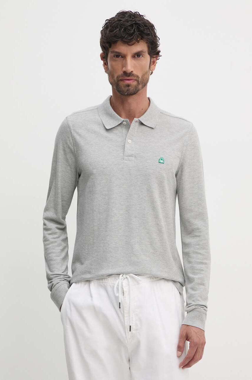 

Хлопковый топ с длинными рукавами United Colors of Benetton, серый