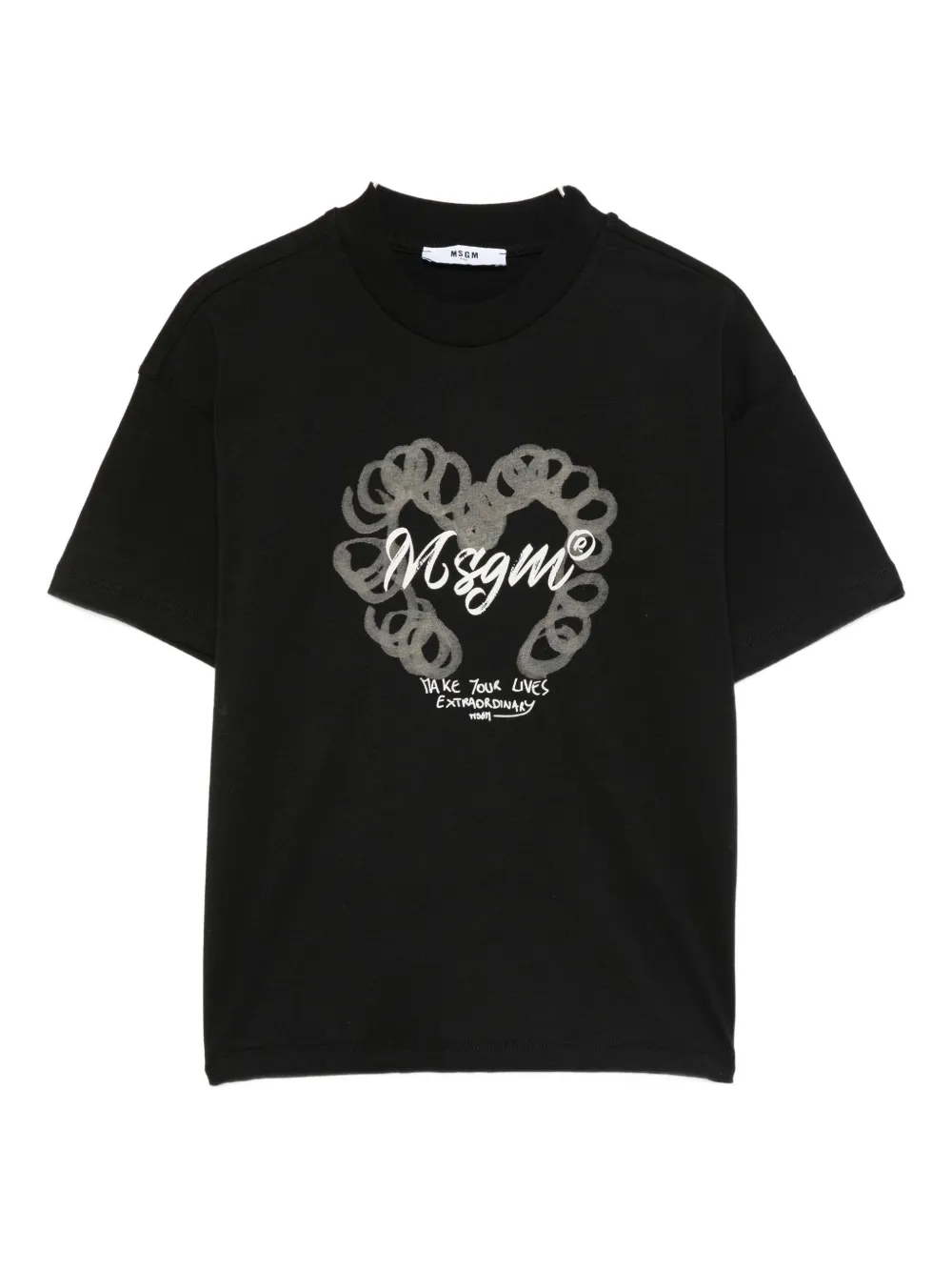 

Футболка с логотипом в виде сердца MSGM Kids, черный