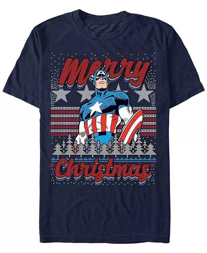 

Мужская футболка с короткими рукавами Marvel Comics Retro Merica Christmas Fifth Sun, синий