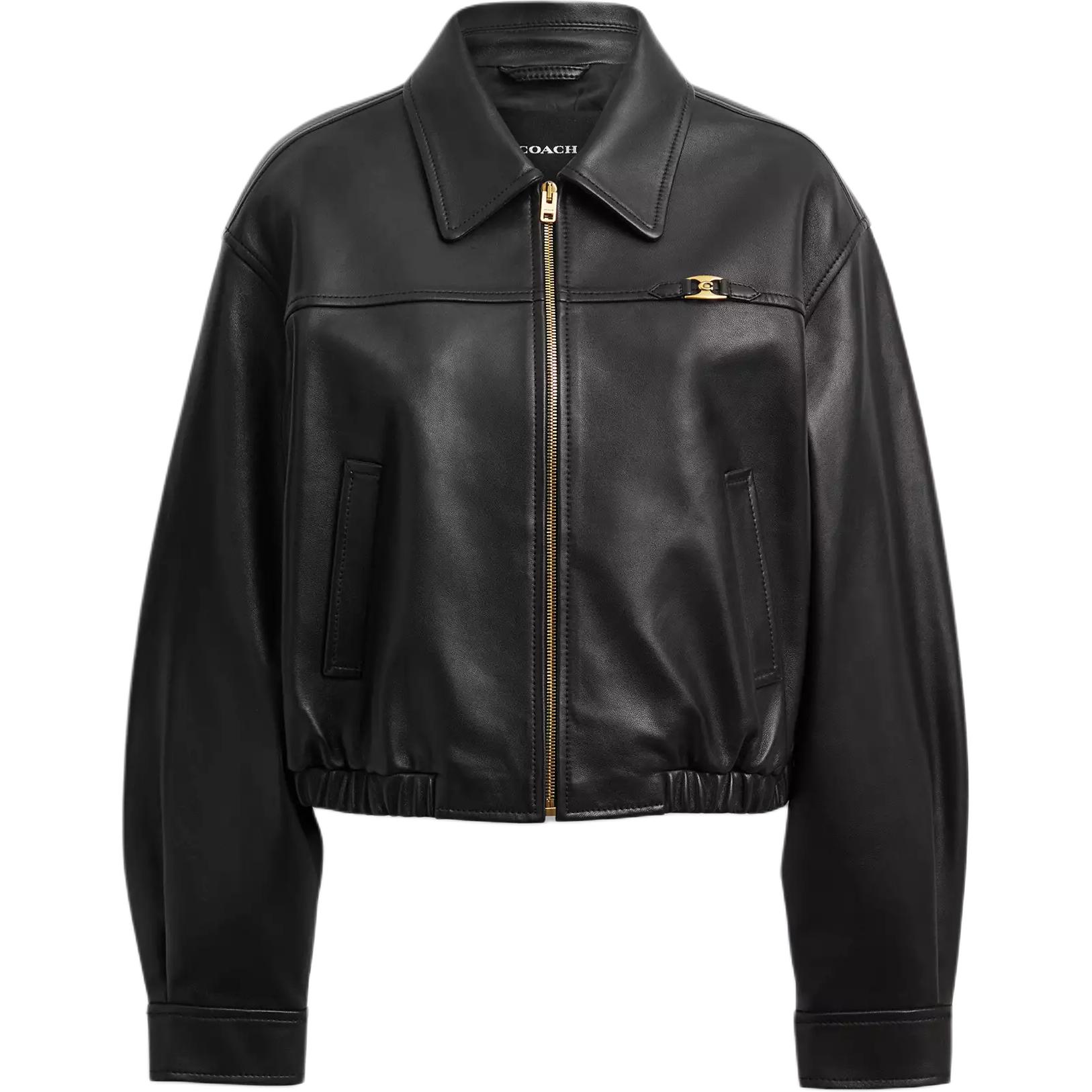 

Coach Женские кожаные куртки, черные, с лацканами, средней толщины, другие