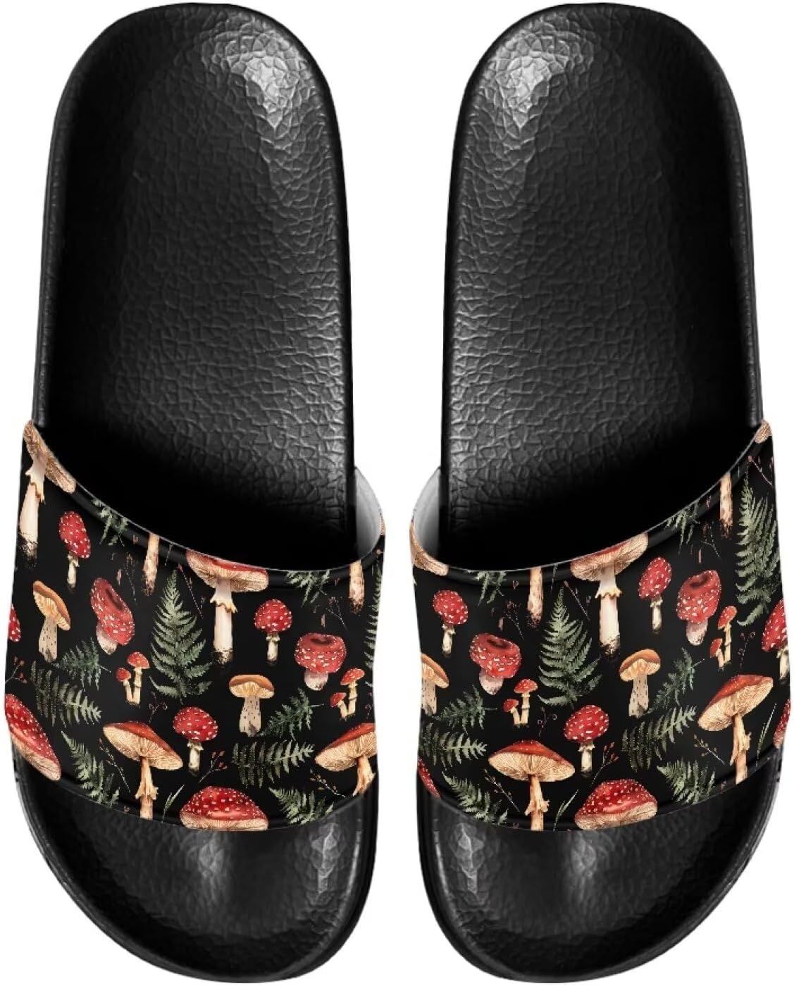 

Противоскользящие сланцы для женщин и мужчин, открытые босоножки для дома, удобные плоские шлепанцы для ванной и пляжа Annejudy, Mushroom