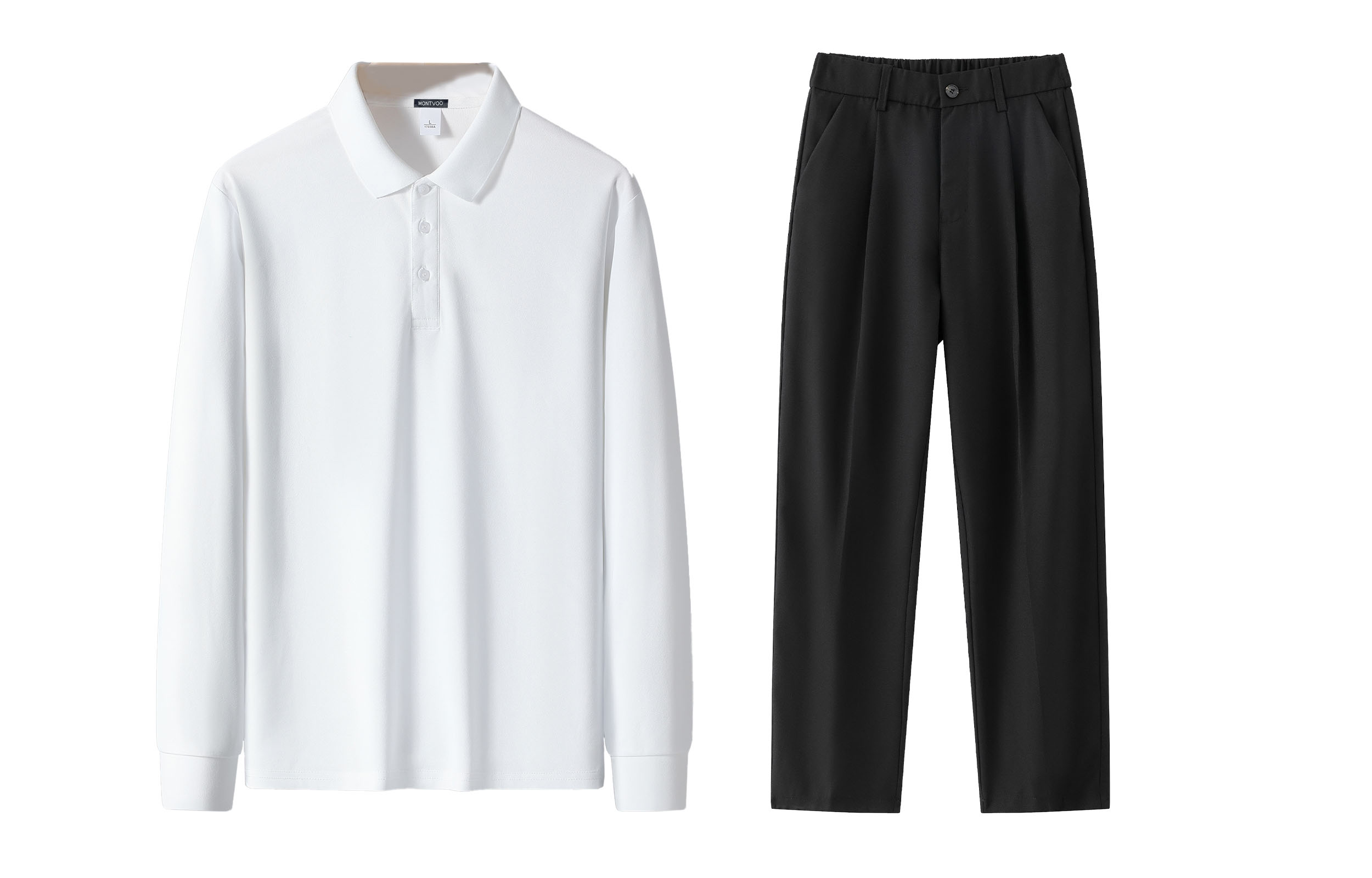 

Комплект рубашек (унисекс) Montvoo, белый+черный (long-sleeved)
