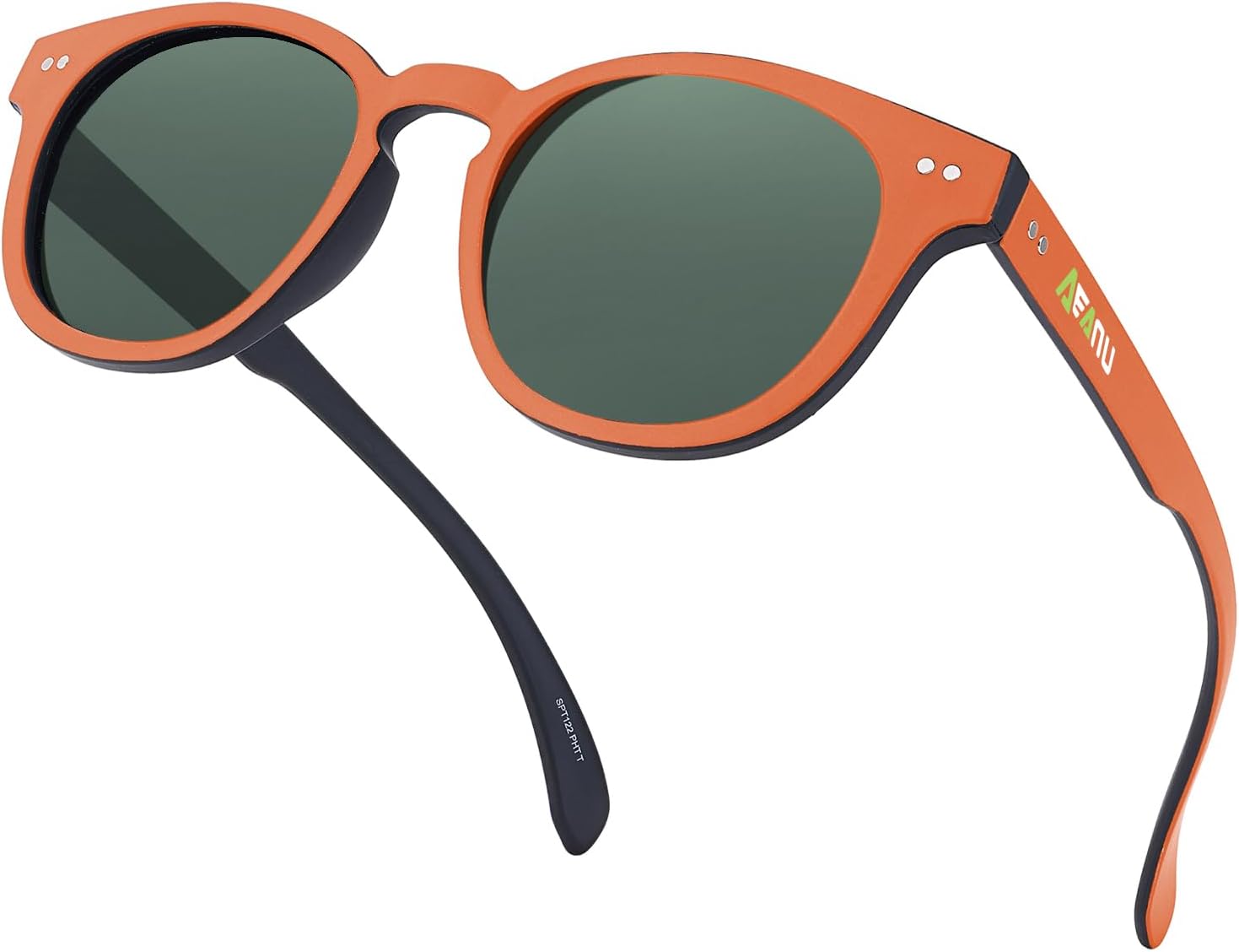 

Поляризованные солнцезащитные очки для подростков – линзы UV400 с цветным зеркальным покрытием, матовая круглая оправа, для маленьких лиц – для велоспорта и активного отдыха AEANU, Orange Frame/Green Lens