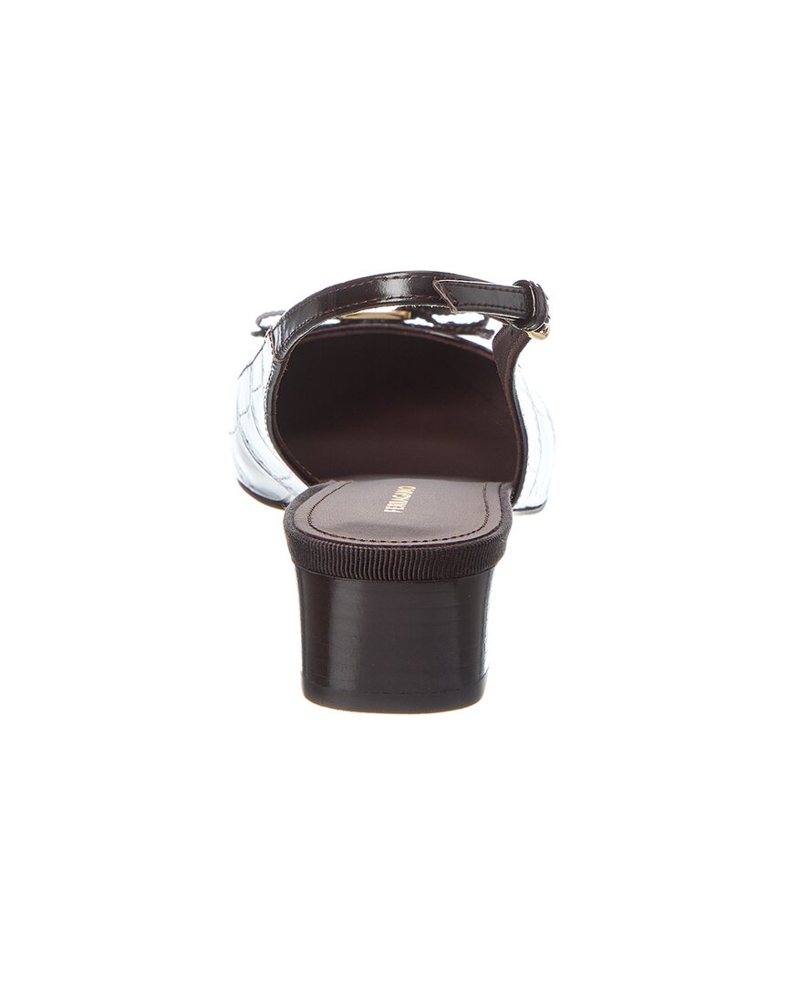 Туфли-лодочки Ferragamo Rivada из кожи с тиснением под крокодила Salvatore Ferragamo, коричневый — фото 3
