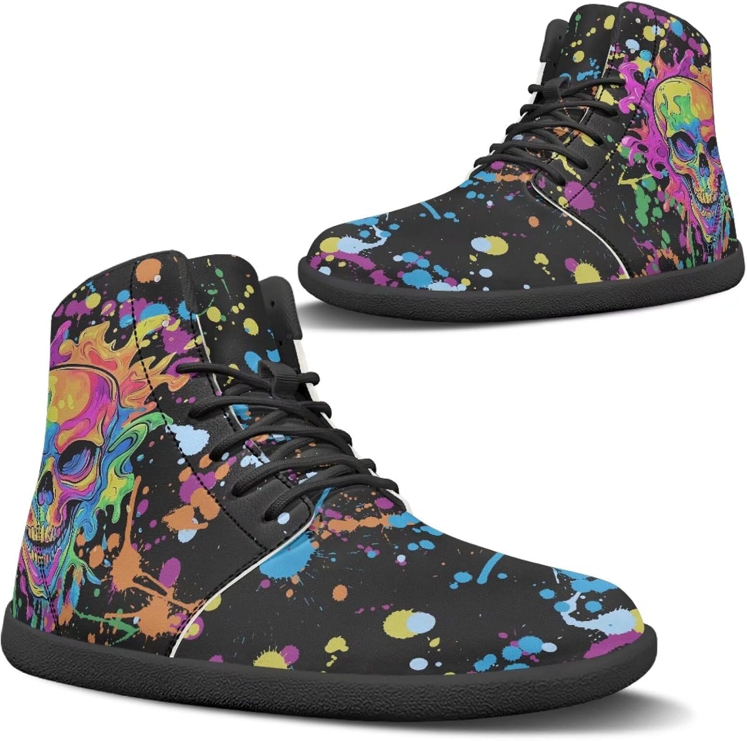 

Мужские ботинки без застежек с узором в виде сердца и пальцев, зимние снежные ботинки, теплые ботильоны Pugasmiru, Ink Jet Skull Print