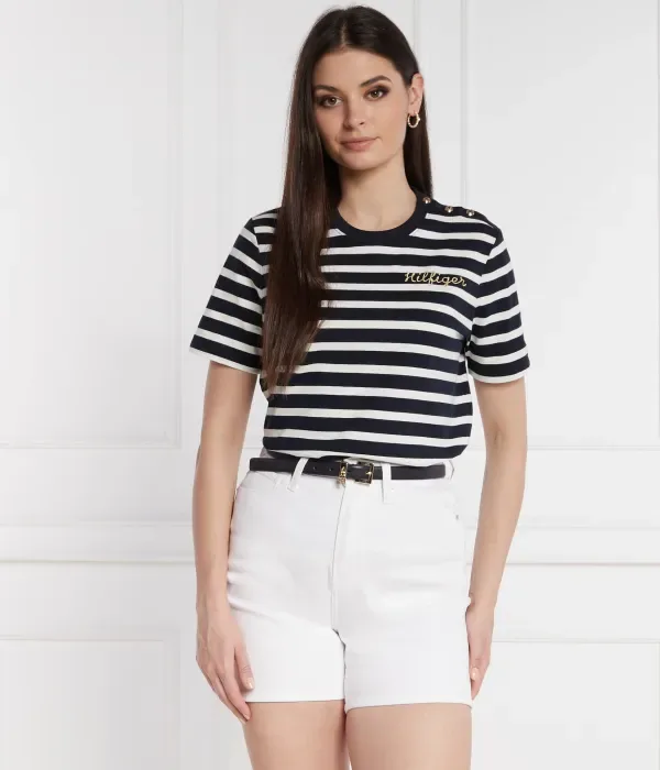 Футболка с золотой пуговицей C-NK SS regular fit Tommy Hilfiger, темно-синий — фото 3