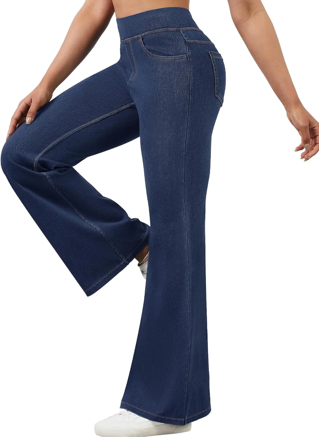 

AVAMO Stretchy Flare Jeans для женщин High Waisted Pull On Bell Bottom